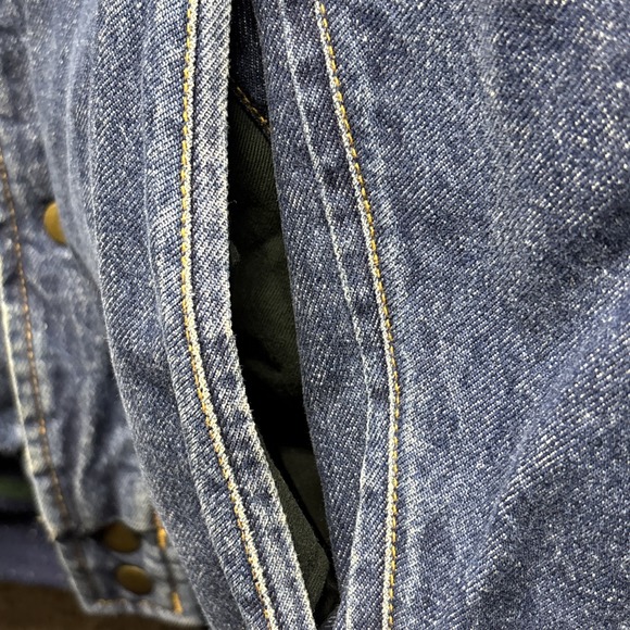 VTG WearGuard Denim Bomber Jacket Mens LARGE Chore Quilted Insulated GP Logo 90s - Picture 16 of 16